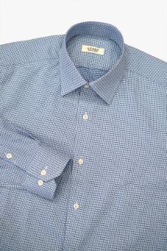 플래티넘 링클프리 블루 패턴 이합사 코튼 도비 셔츠
